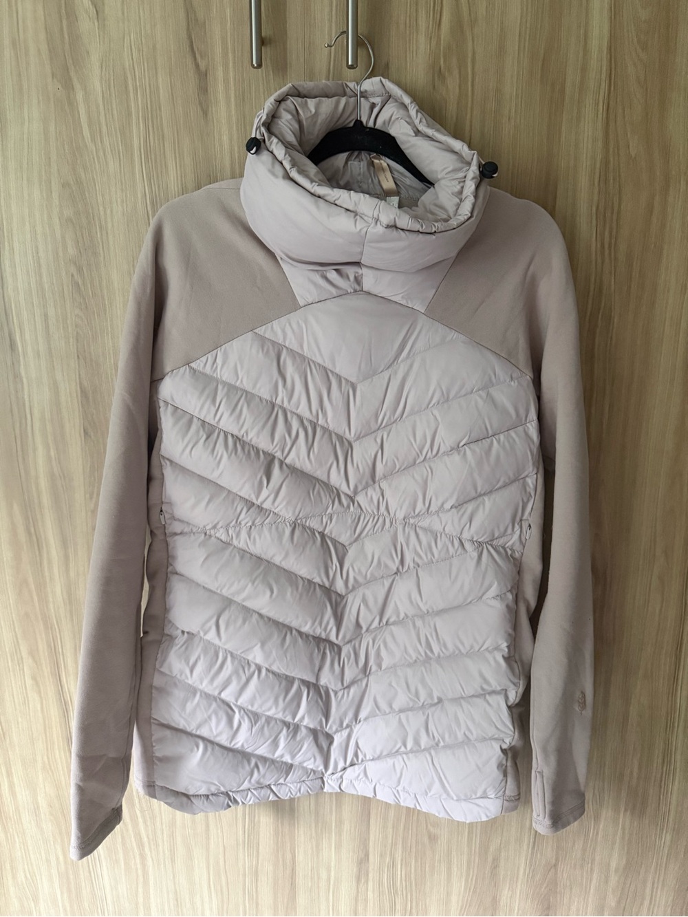Indyeva Women’s Dusty Rose Puffer and Fleece Jacket with Funnel Collar